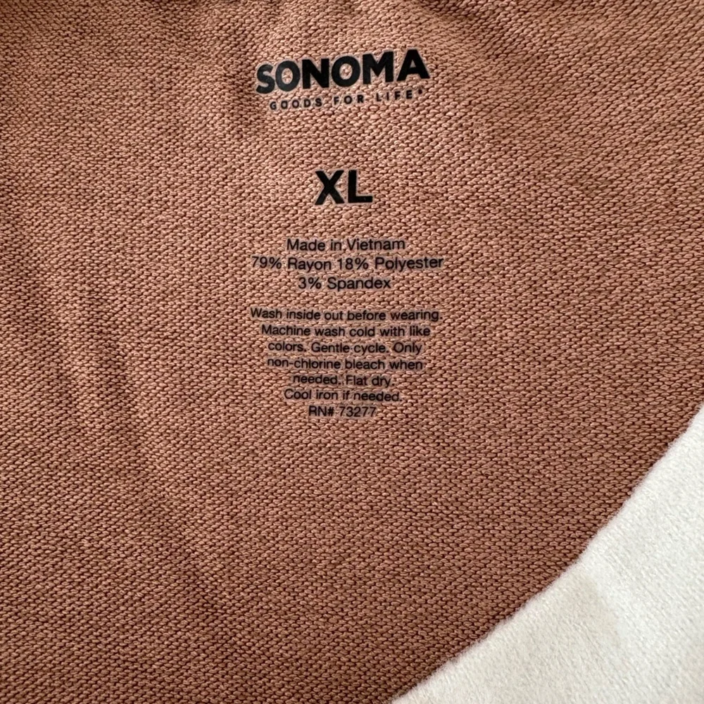 NWT! Sonoma - Cozy Baseball Long Sleeve Tee - XL, Camel/Ivory - Picture 2 of 3